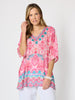 Coastal Daydream Print Top - Raspberry Multi rc&co