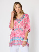 Coastal Daydream Print Top - Raspberry Multi