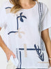 Bay Leaf Print Top - White/Navy