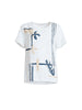 Bay Leaf Print Top - White/Navy