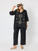 Soleil Foil Print Linen Top - Black/Gold rc&co