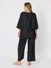 Soleil Foil Print Linen Top - Black/Gold rc&co