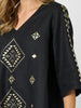 Soleil Foil Print Linen Top - Black/Gold rc&co