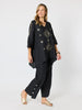 Soleil Foil Print Linen Top - Black/Gold rc&co
