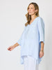Soleil Foil Print Linen Top - Sky Blue Silver