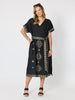 Soleil Foil Print Linen Dress - Black/Gold rc&co