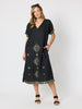 Soleil Foil Print Linen Dress - Black/Gold rc&co