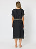 Soleil Foil Print Linen Dress - Black/Gold rc&co