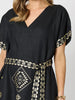 Soleil Foil Print Linen Dress - Black/Gold rc&co