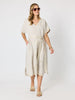 Soleil Foil Print Linen Dress - Natural Gold