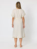 Soleil Foil Print Linen Dress - Natural Gold