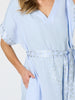 Soleil Foil Print Linen Dress - Sky Blue Silver