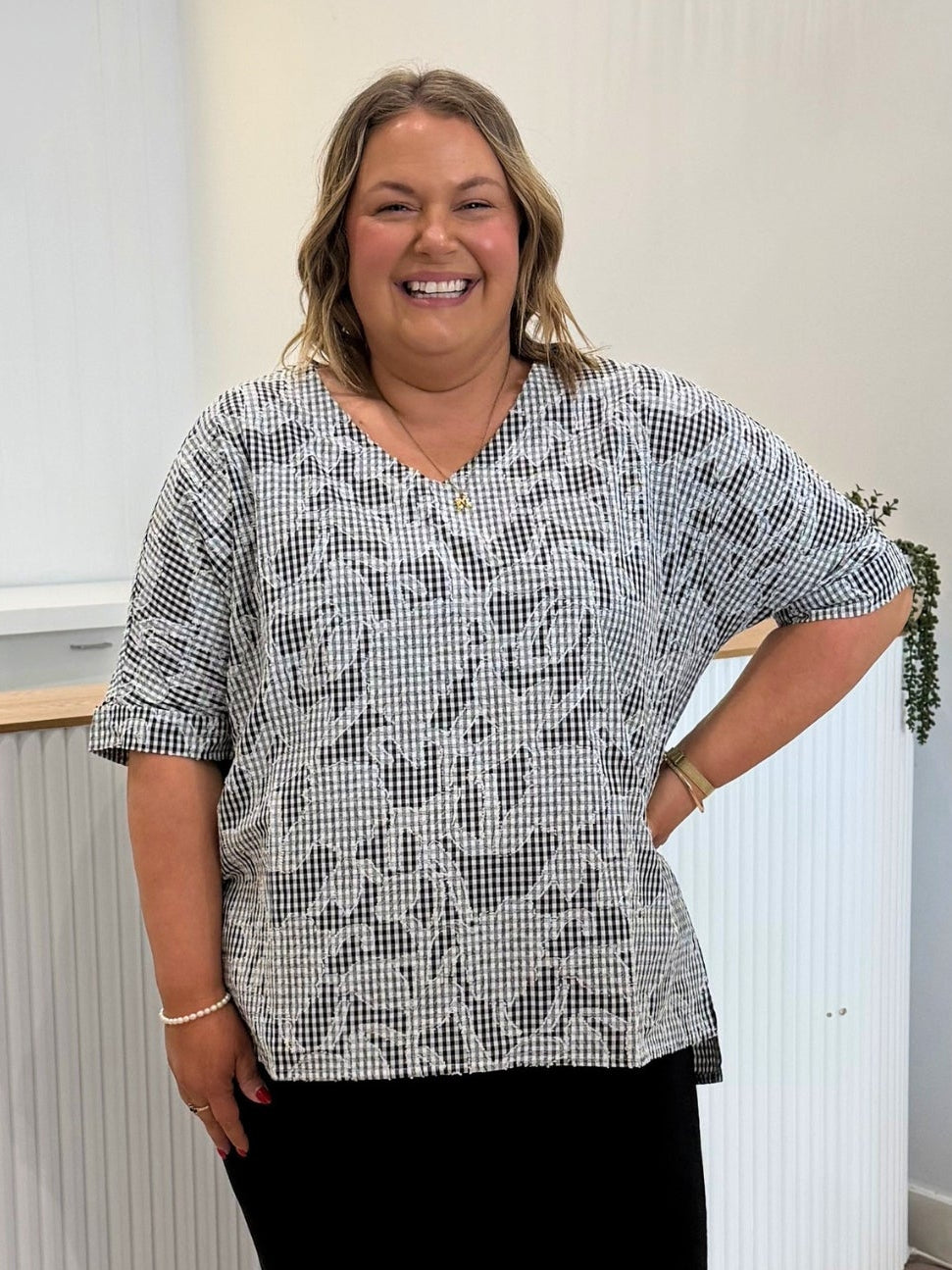 Tapestry Print Top - Black/White