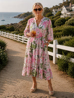 Desert Oasis Floral Print Dress - Musk Multi