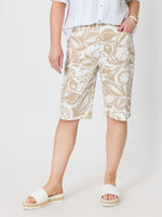 Tuscan Bloom Print Short - Latte White