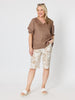 Tuscan Bloom Print Short - Latte White