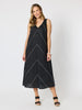 Haven Chevron Stitch Linen Dress - Black/White rc&co