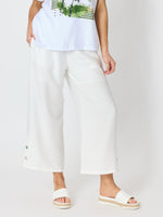 Essential Button Wide Leg Pant  - Ivory
