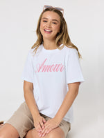 Amour Relaxed Embroidered Tee - White