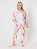 Amalfi Floral Rose Print Slim Leg Pant - Pink/Multi