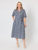 Riviera Stripe Print Shirtdress - Navy/White