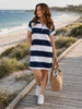 Riviera Polo Stripe Dress  - Navy/White
