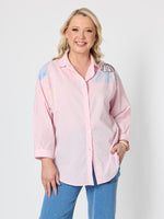 Oasis Cotton Embroidered Shirt - Pink