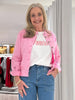 Gisele Embroidered Denim Jacket  - Lipstick