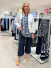 Monaco Grid Print Top - Navy/White