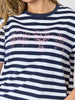 Cruz Stripe Print Tee - Navy/White