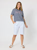 Cruz Stripe Print Tee - Navy/White