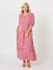 Montecito Stripe Print Dress - Red White
