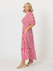 Montecito Stripe Print Dress - Red White