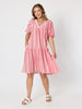 Seaport Stripe Print Dress - Red White rc&co
