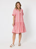 Seaport Stripe Print Dress - Red White rc&co