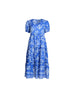 Azure Garden Floral Print Dress - Azure White