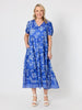 Azure Garden Floral Print Dress - Azure White