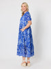 Azure Garden Floral Print Dress - Azure White