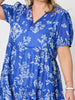 Azure Garden Floral Print Dress - Azure White