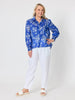 Azure Garden Print Sheer Shirt - Azure White