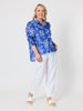 Azure Garden Print Sheer Shirt - Azure White