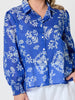 Azure Garden Print Sheer Shirt - Azure White