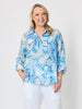 Amalfi Paisley Print Sheer Shirt - Cornflower Multi