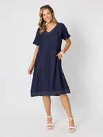 Del Mar Stitch Detail Dress - Navy