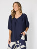 Marina Bay V Neck Top - Navy
