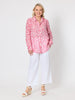 Provence Print Sheer Shirt - Raspberry White