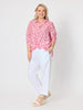 Provence Print Sheer Shirt - Raspberry White