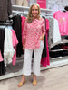 Provence Print Sheer Shirt - Raspberry White