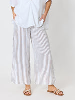 Haven Stripe Wide Leg Linen Pant - Mocha White