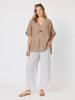 Haven Stripe Wide Leg Linen Pant - Mocha White rc&co